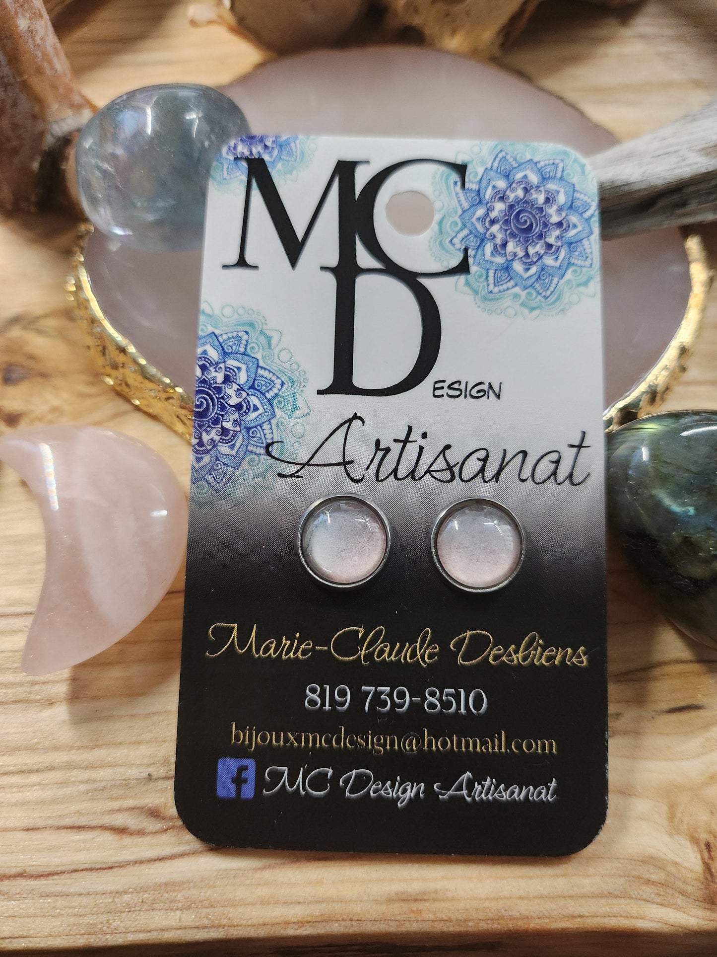 Clous d'oreilles Cabochon de verre