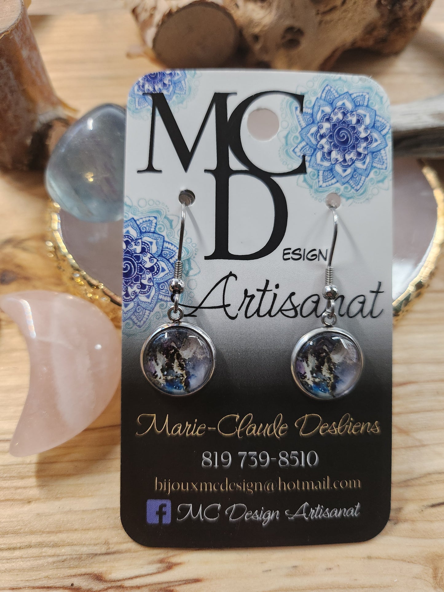 Clous d'oreilles Cabochon de verre Abstraits