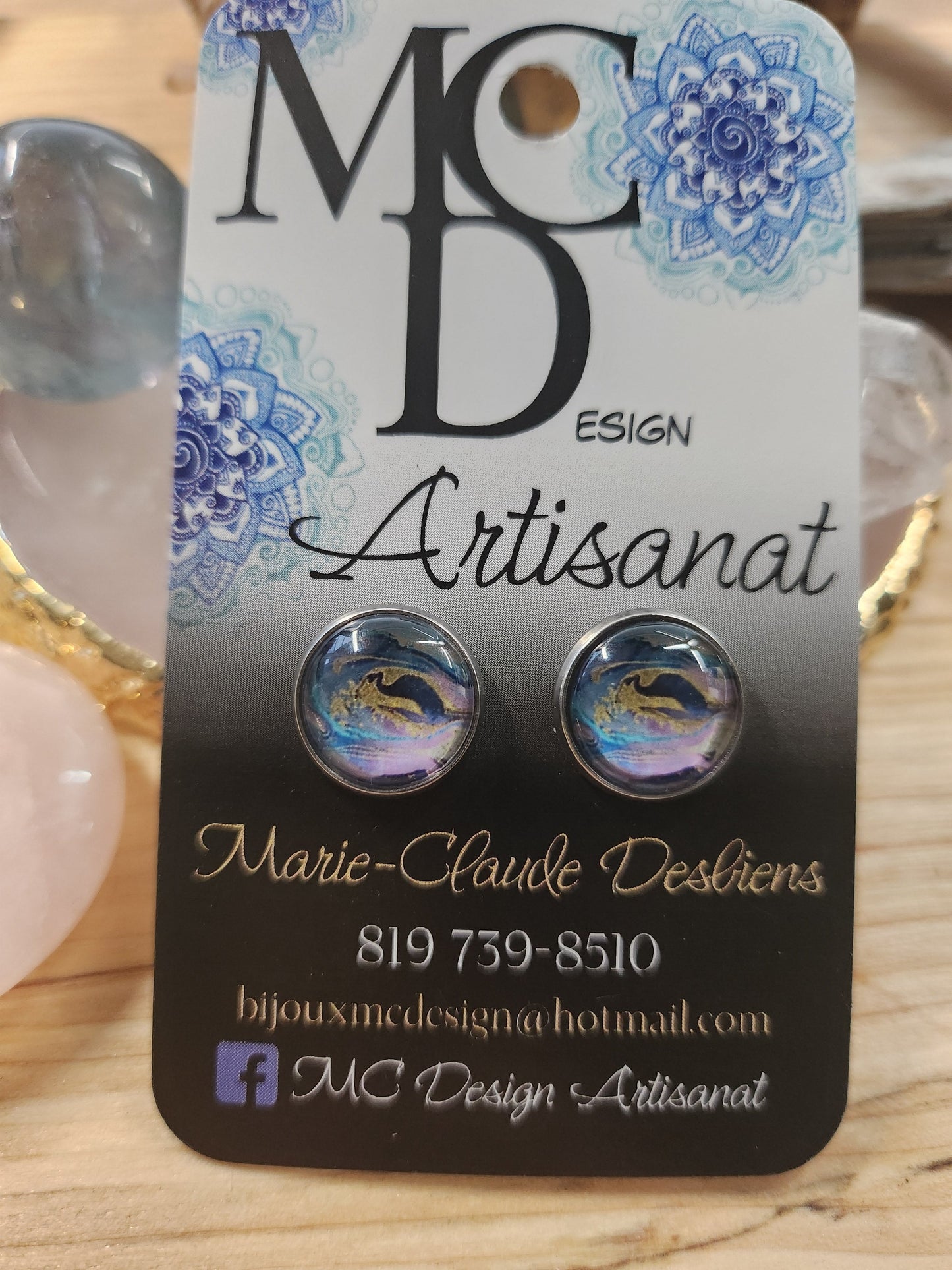 Clous d'oreilles Cabochon de verre Abstraits