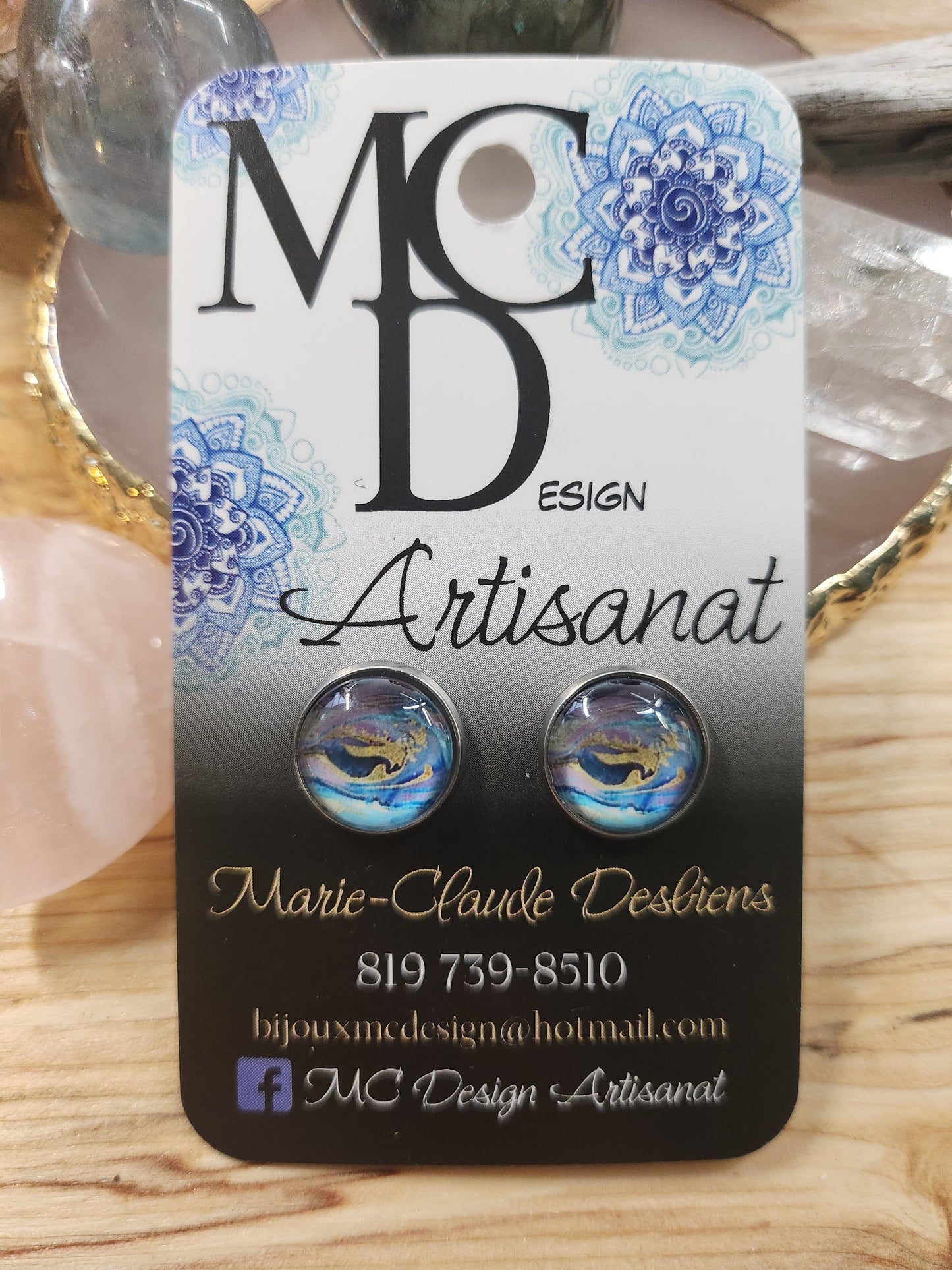 Clous d'oreilles Cabochon de verre Abstraits