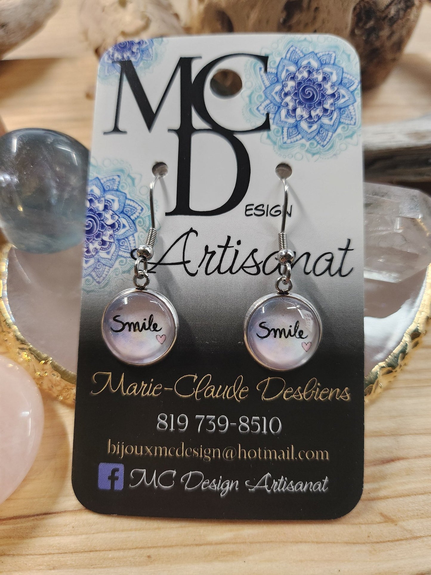 Boucles d'oreilles Cabochon de verre Smile