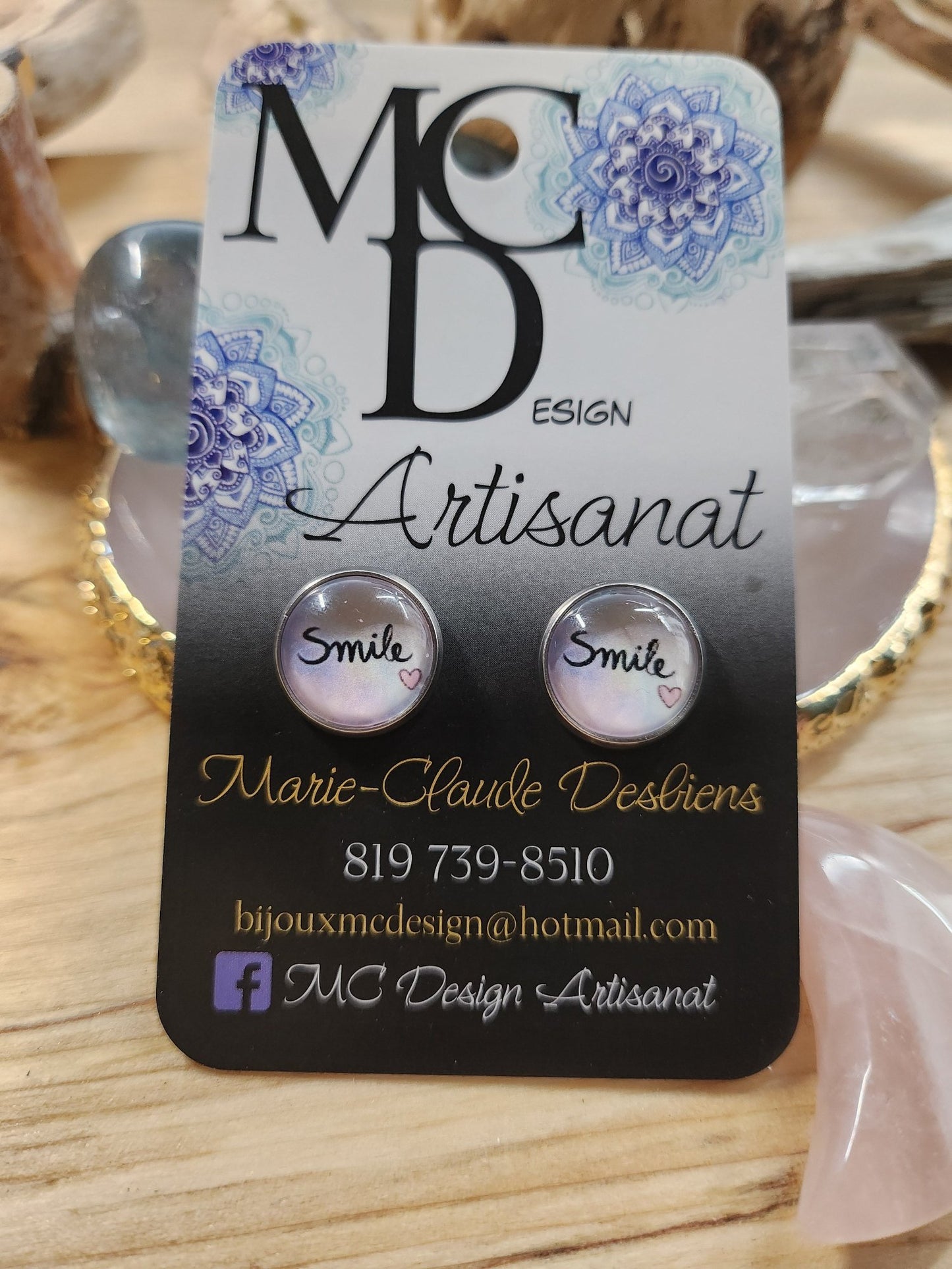 Boucles d'oreilles Cabochon de verre Smile