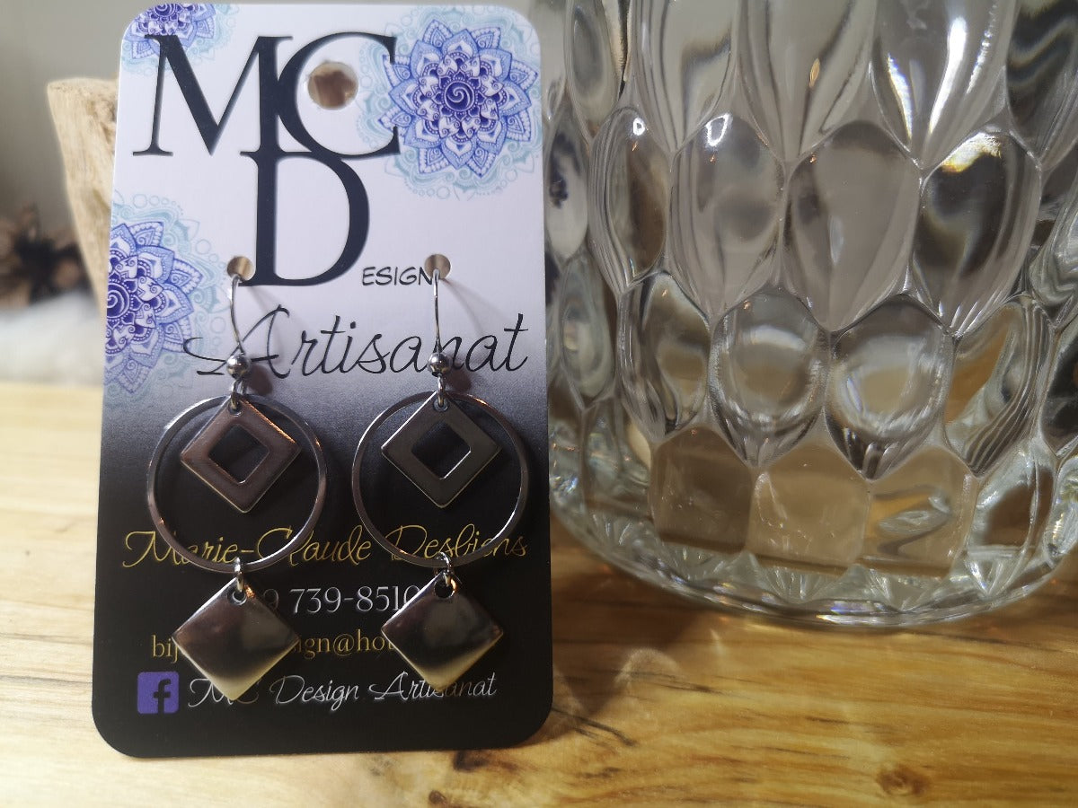 Boucles d’oreilles en acier inoxydable style géométrique, très populaire!!
