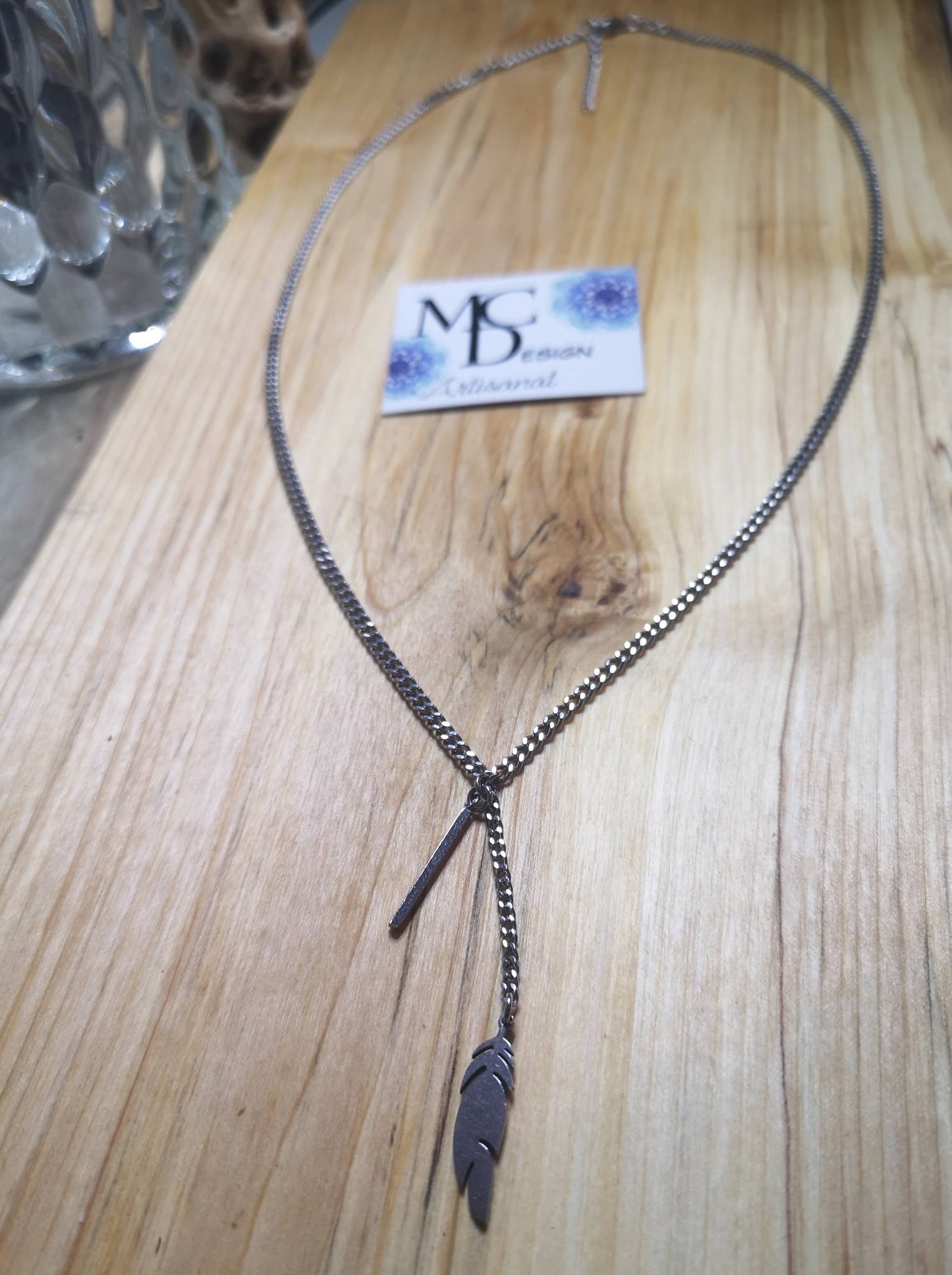Collier mi-long Plume