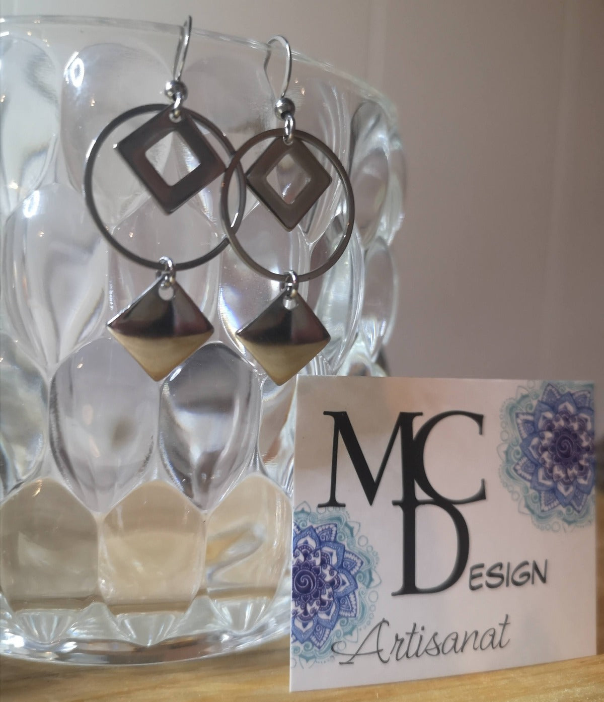 Boucles d’oreilles en acier inoxydable style géométrique, très populaire!!