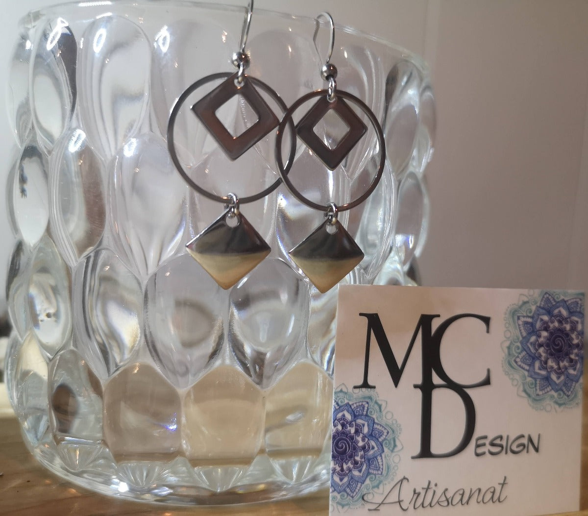 Boucles d’oreilles en acier inoxydable style géométrique, très populaire!!