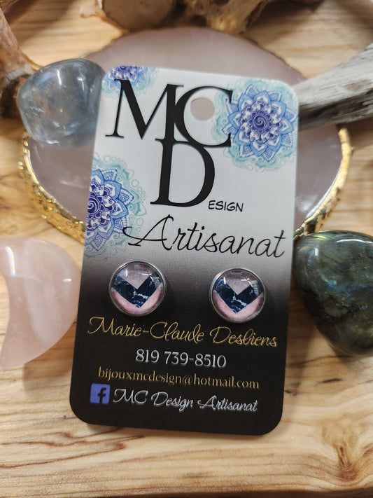 Clous d'oreilles Cabochon de verre