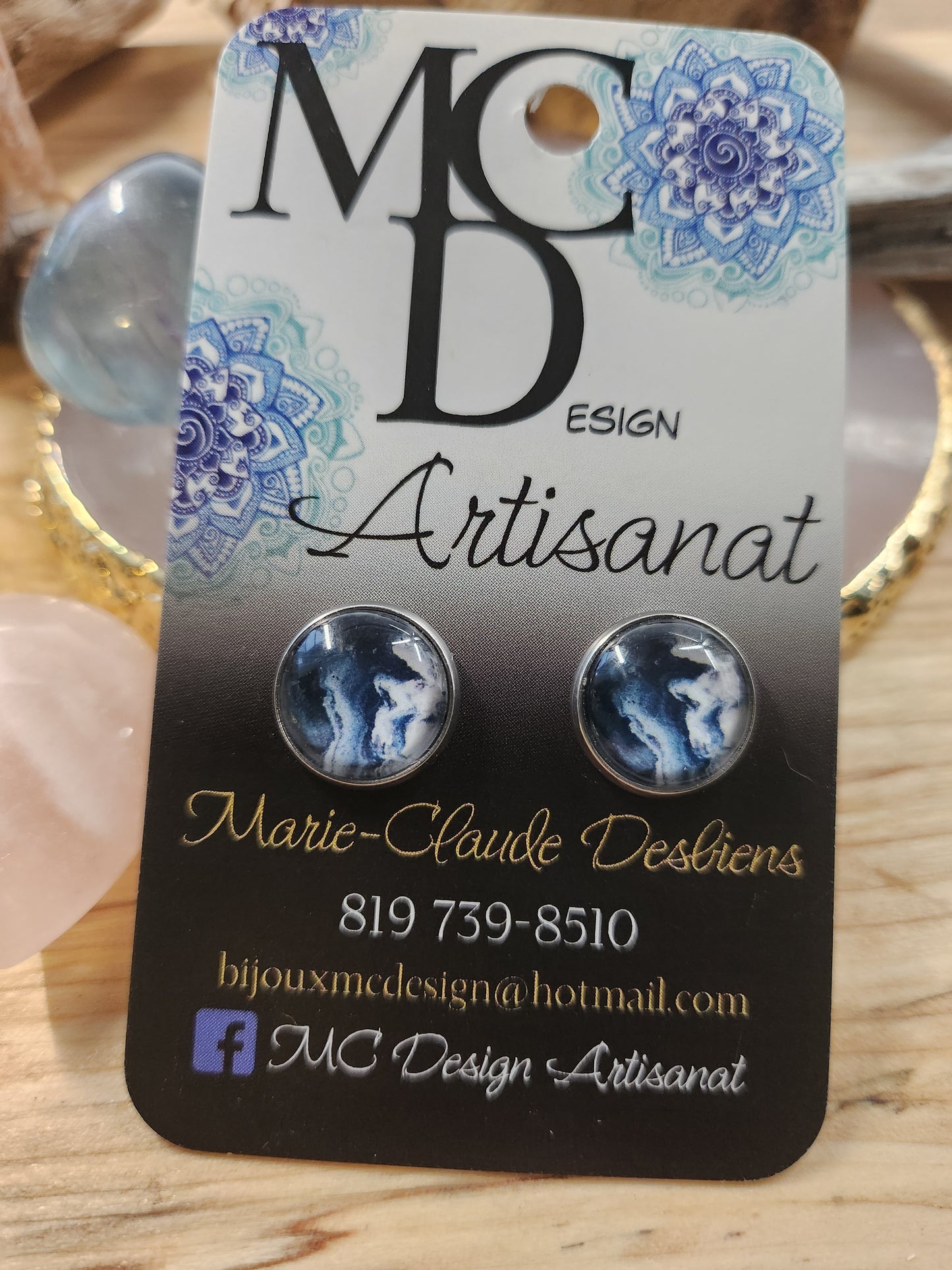 Clous d'oreilles Cabochon de verre Abstraits