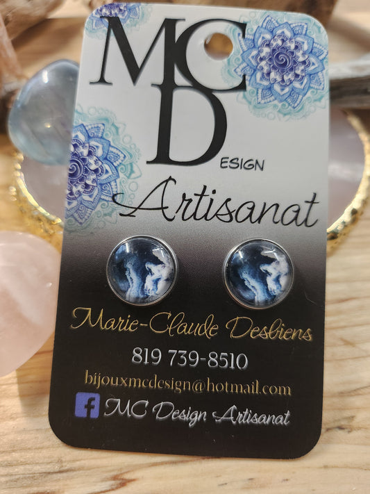 Clous d'oreilles Cabochon de verre Abstraits