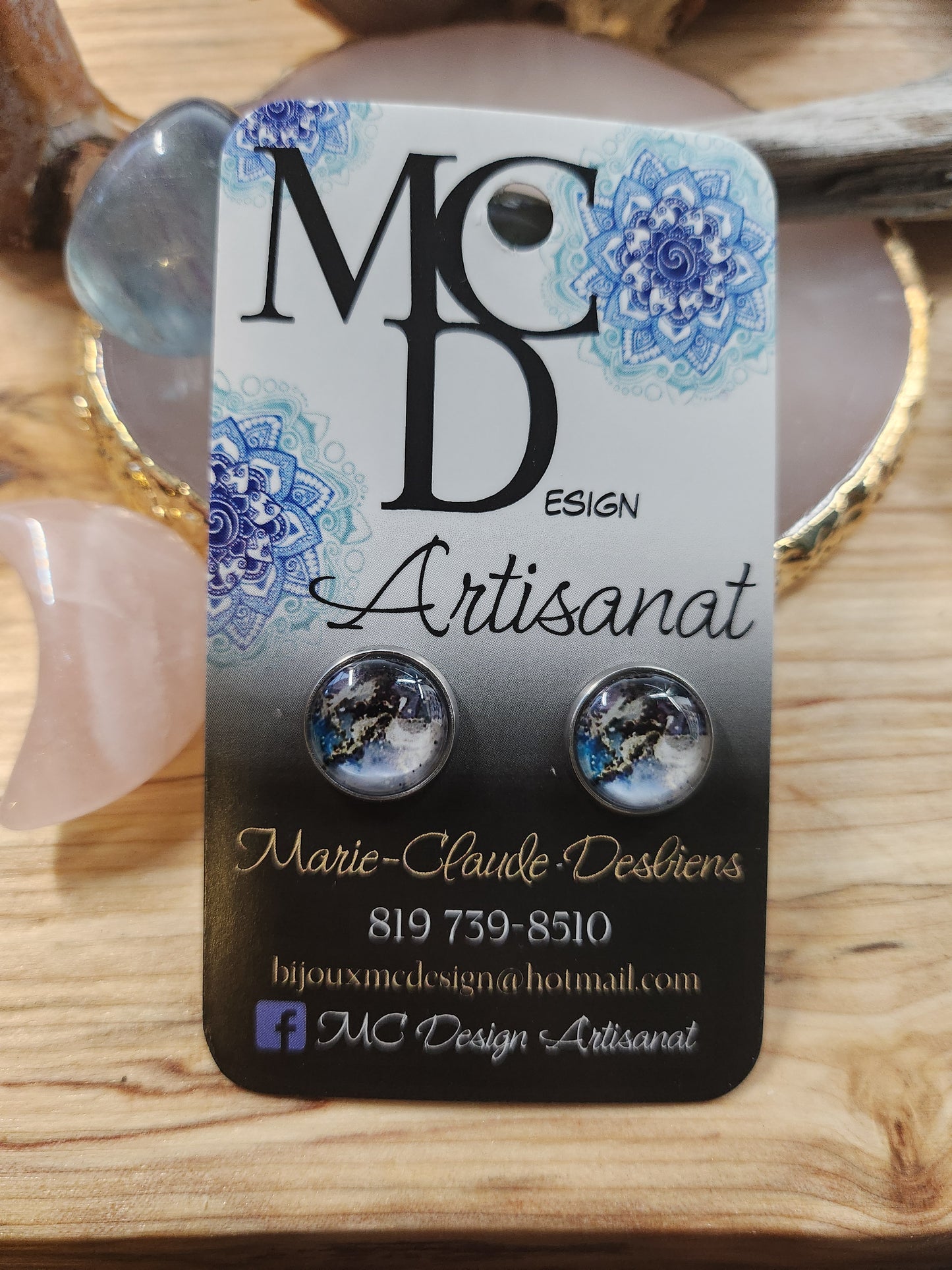 Clous d'oreilles Cabochon de verre Abstraits