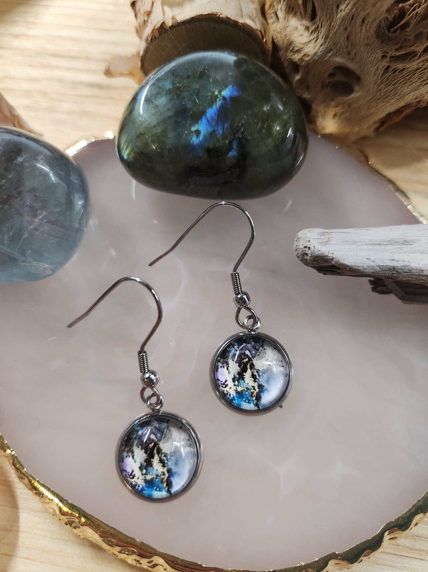 Clous d'oreilles Cabochon de verre Abstraits