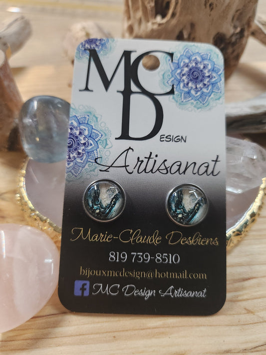 Clous d'oreilles Cabochon de verre