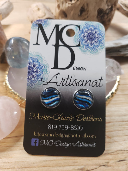 Clous d'oreilles Cabochon de verre