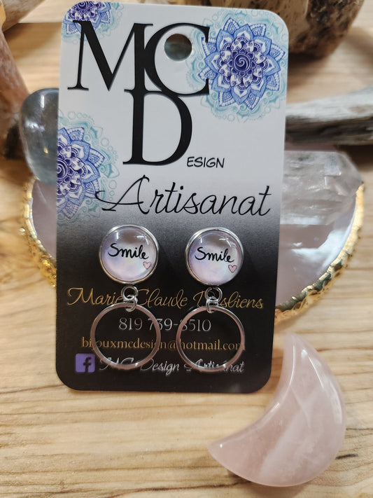 Boucles d'oreilles Cabochon de verre Smile