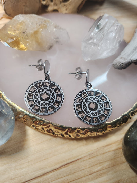 Boucles d'oreilles Roue signes astrologiques